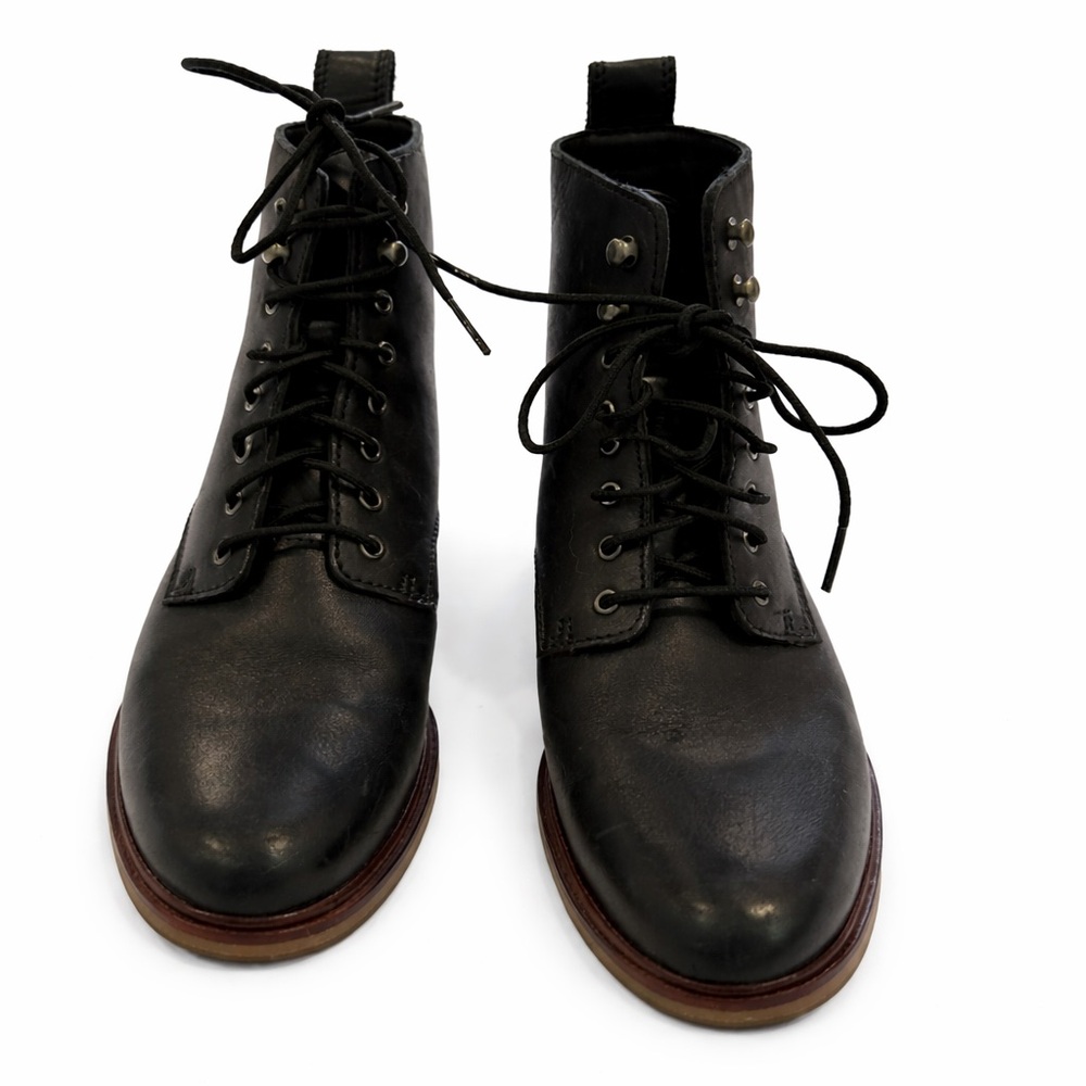 Clarks Black Lace Up Leather Boots - Picture 2 of 4